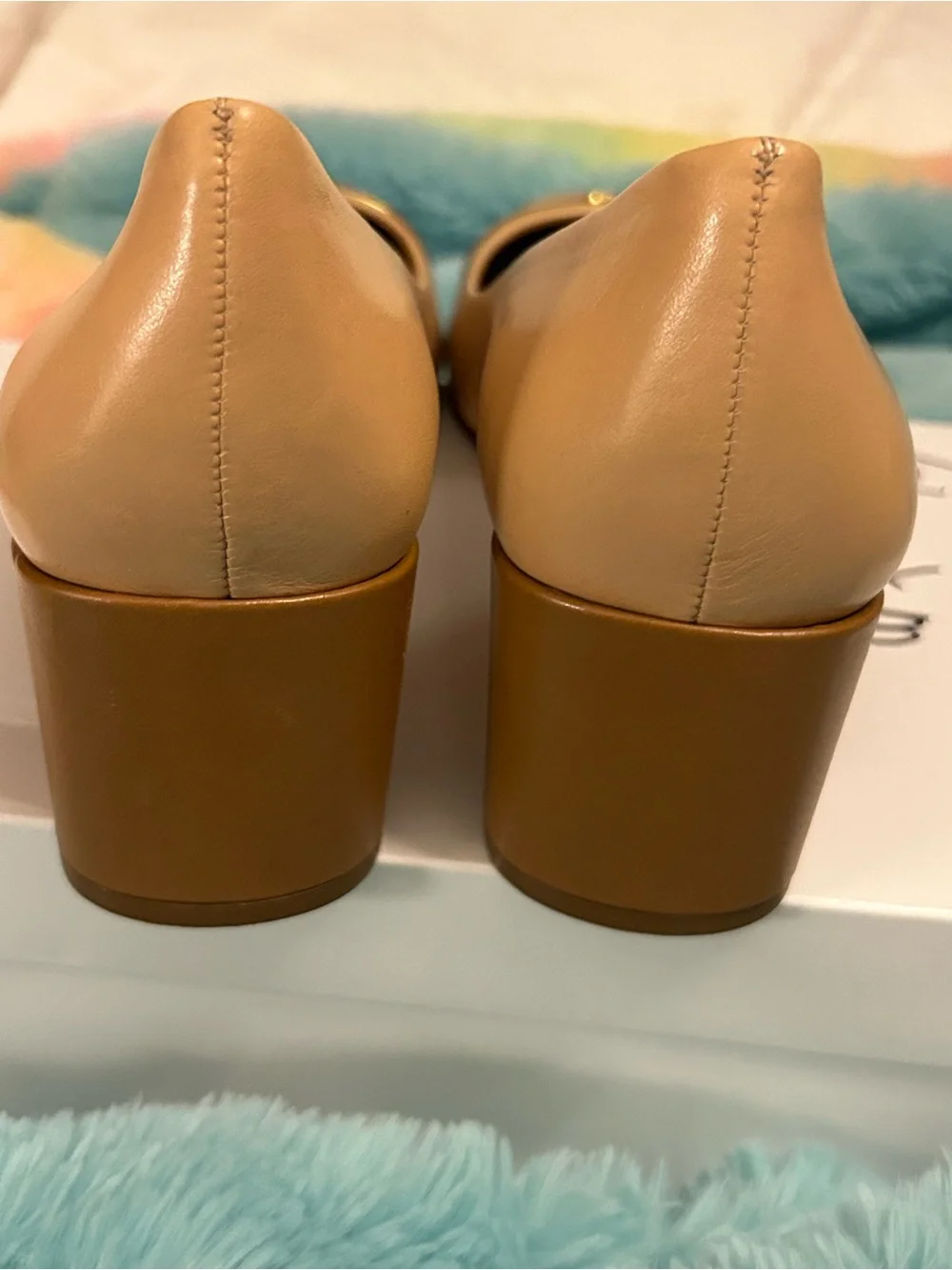Tory Burch Two-Tone Pink and Brown Leather Cap-Toe Ballet Flats